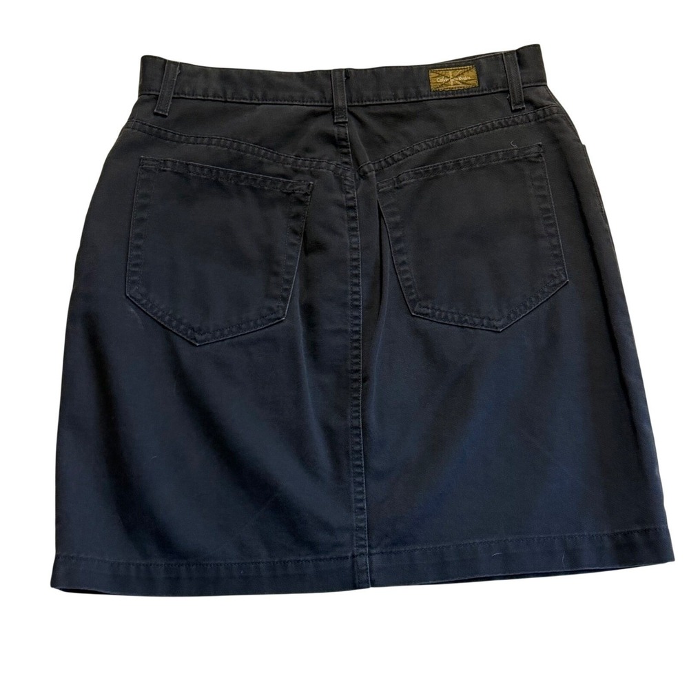 Calvin Klein Mini Skirt CK Khakis Vintage Enzyme Wash Navy Size 10 90s Y2K Denim - Picture 3 of 9